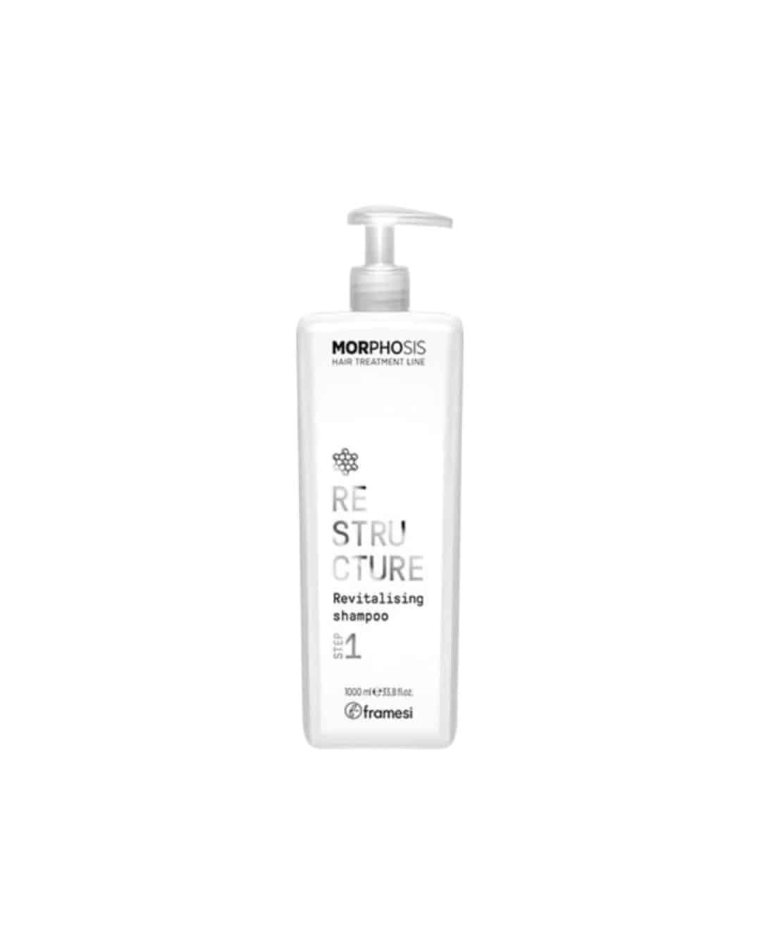 Flacone tecnico Framesi Morphosis Restructure Step 1 Revitalising Shampoo 1000ml per ricostruzione
